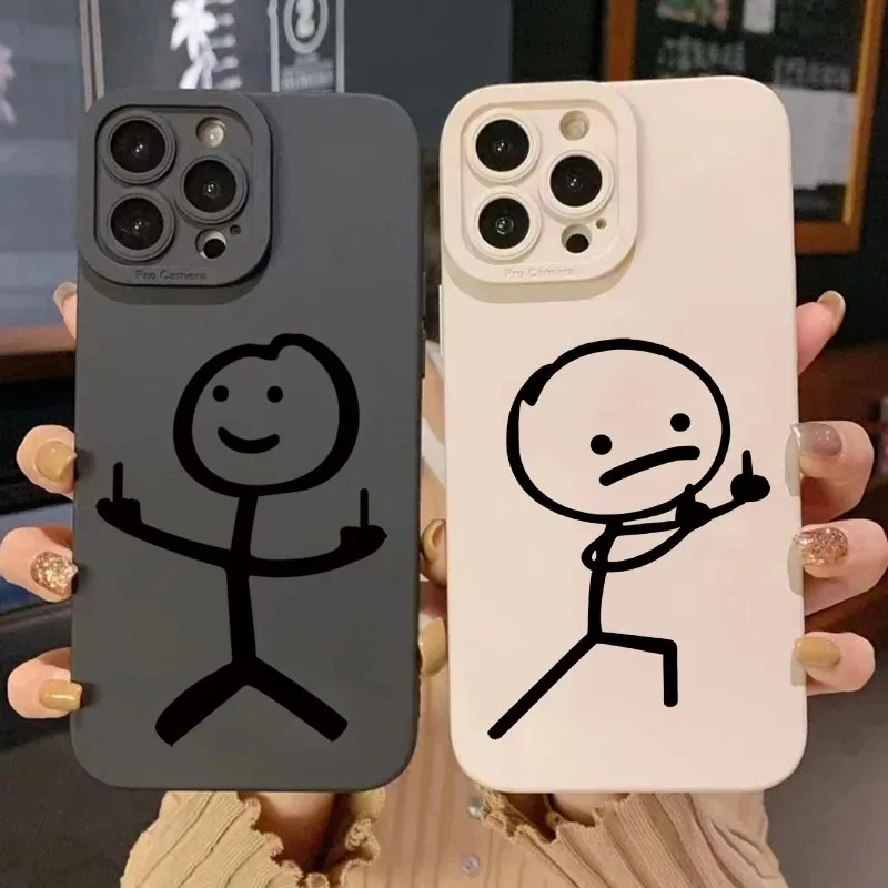 Apple Iphone 15 Pro Max - かわいい漫画マッチマン柄マットシリコン製スマホケース iPhone 16 11 12 13